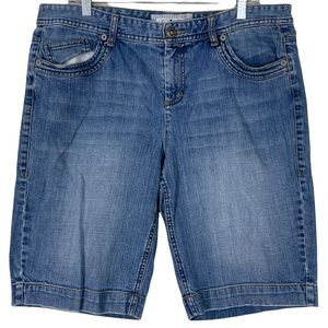 Tommy Hilfiger Light Wash Blue Jean Denim Mom Shorts Embroidered Size 16 Hipster